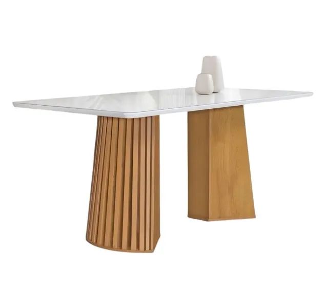 Mesa de Jantar Nevada Smart 120 cm - Cinamomo/Off White com Vidro - Foto 2