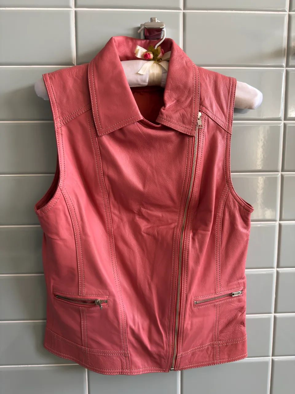 Colete de couro rosa - Schutz