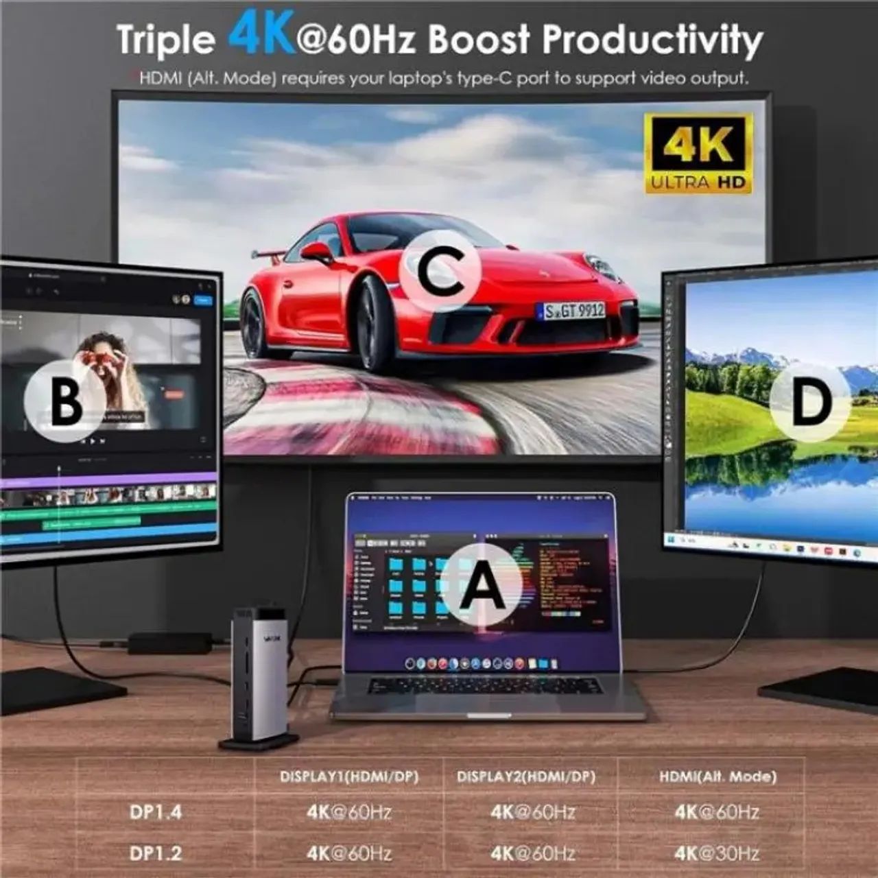 Dockstation Universal 3 Telas 4k Displaylink Fonte Pd 100w - Foto 5