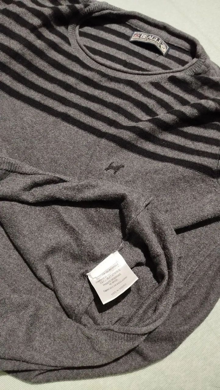 Blusa de lã suéter masculino cinza Beagle - M - Foto 4