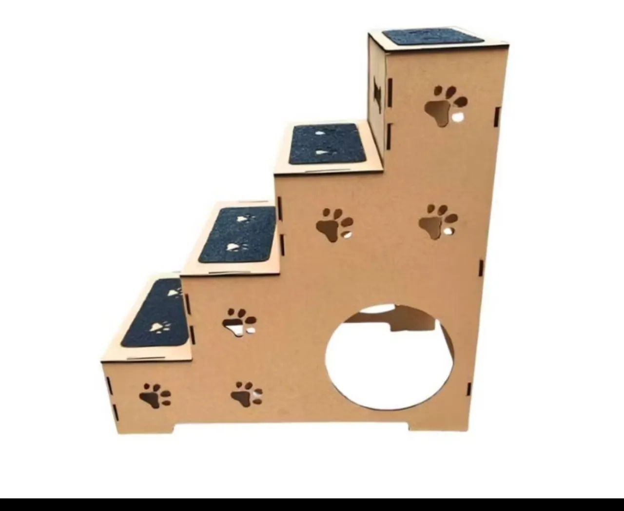 Escada Pet 4 degraus gato, cachorro, 60 com com arranhador e carpete - Foto 3