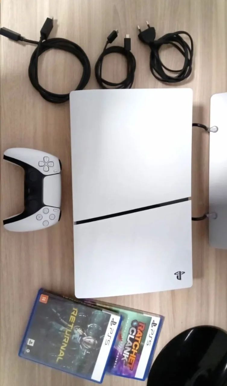 PS5 Slim 1TB com Leitor + 2 Jogos + DualSense | Completo e Impecável - Foto 3