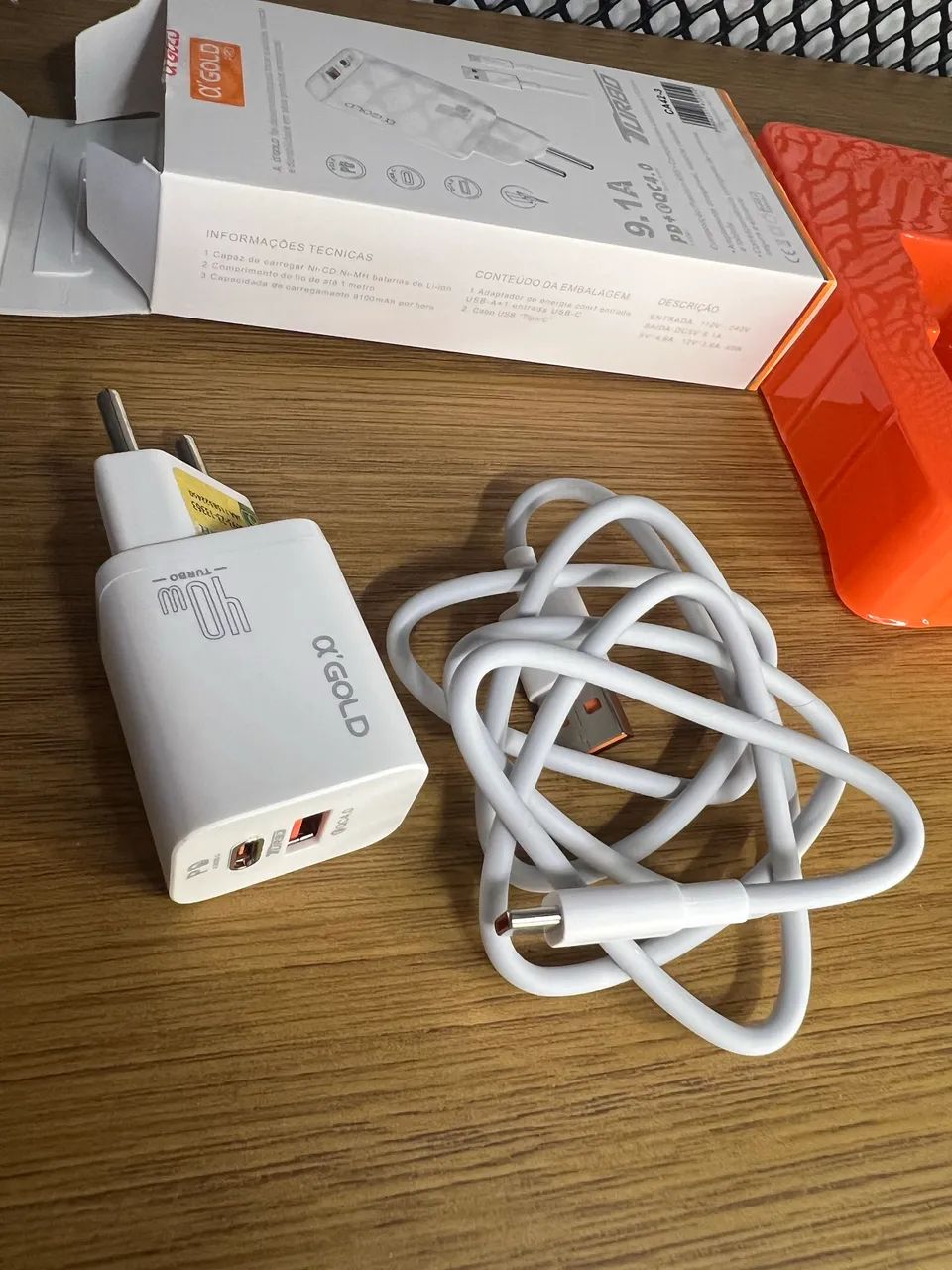 Kit Carregador Super Turbo 40W Porta Dupla (USB-A + USB-C) + Cabo USB e Tipo-C