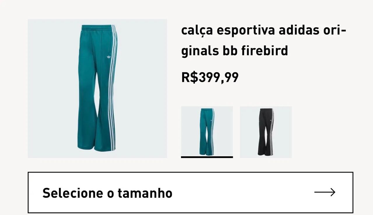 Adidas calça Firebird TAM G verde NOVA