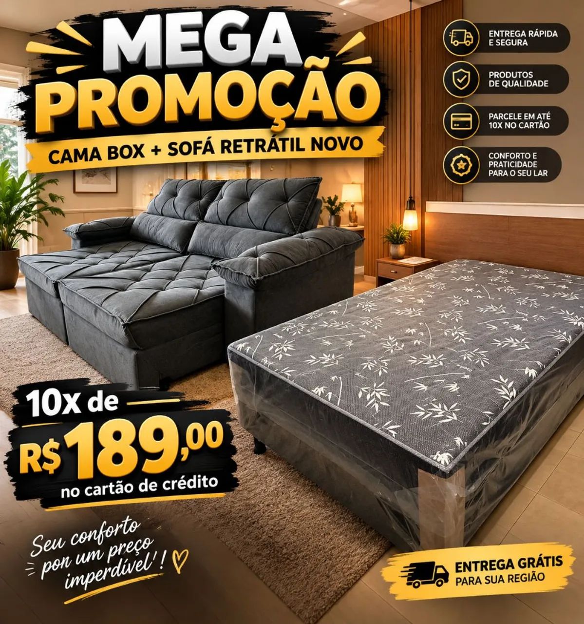 Promoção imperdível cama e sofá novo