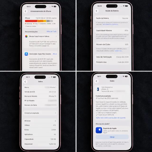 iPhone 15 128GB Rosa | Caixa + Cabo | Bem Conservado - Foto 3