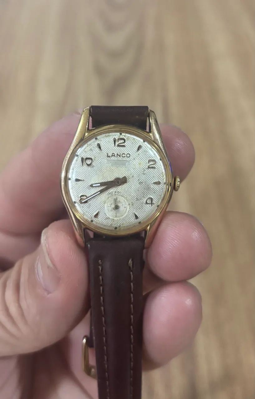 Relógio suíço Lanco de 1950 a corda banhado à ouro Revisado  - Foto 2