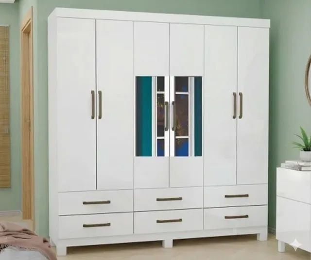 Guarda Roupa Dallas Branco com Espelho