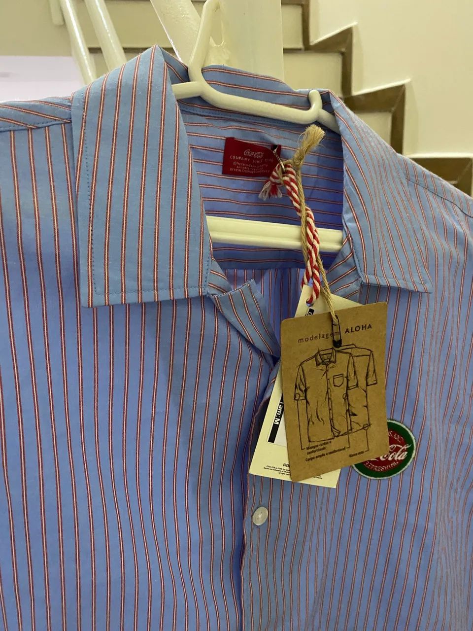 Camisa Masculina Coca-cola Listrada Manga Curta - Foto 2