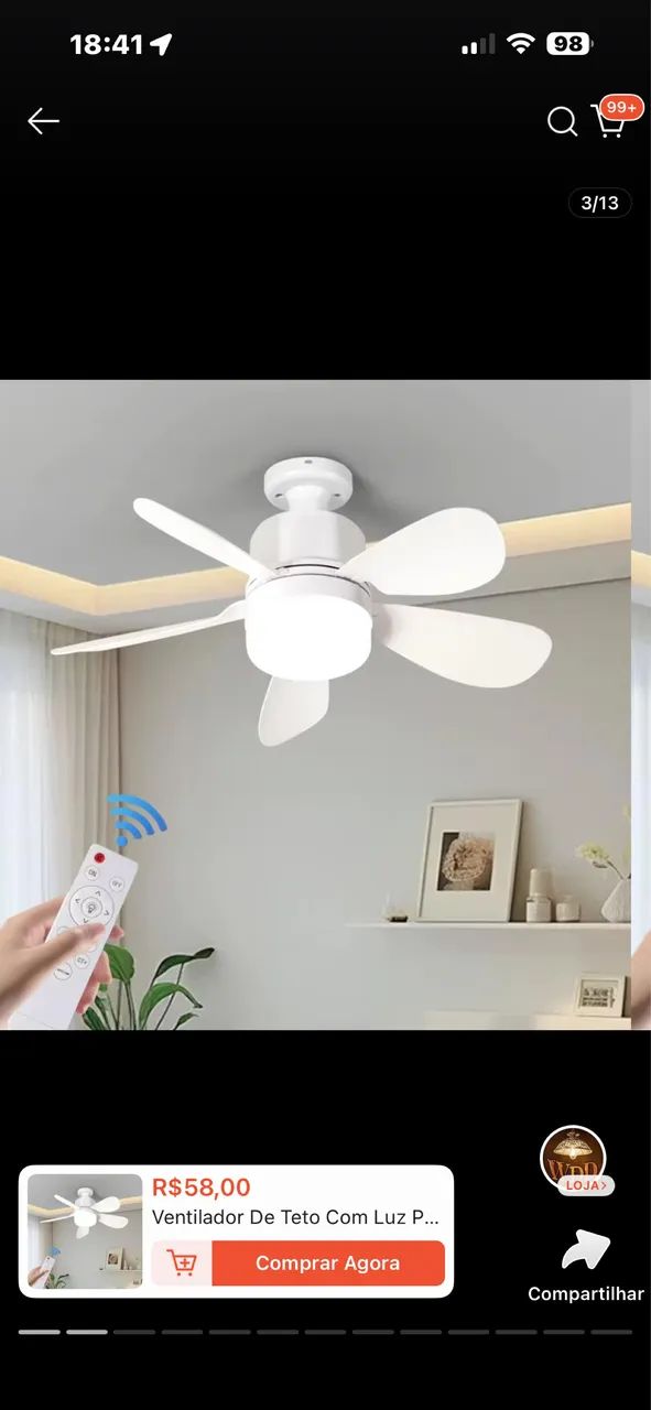 Lâmpada ventilador de teto - Foto 4