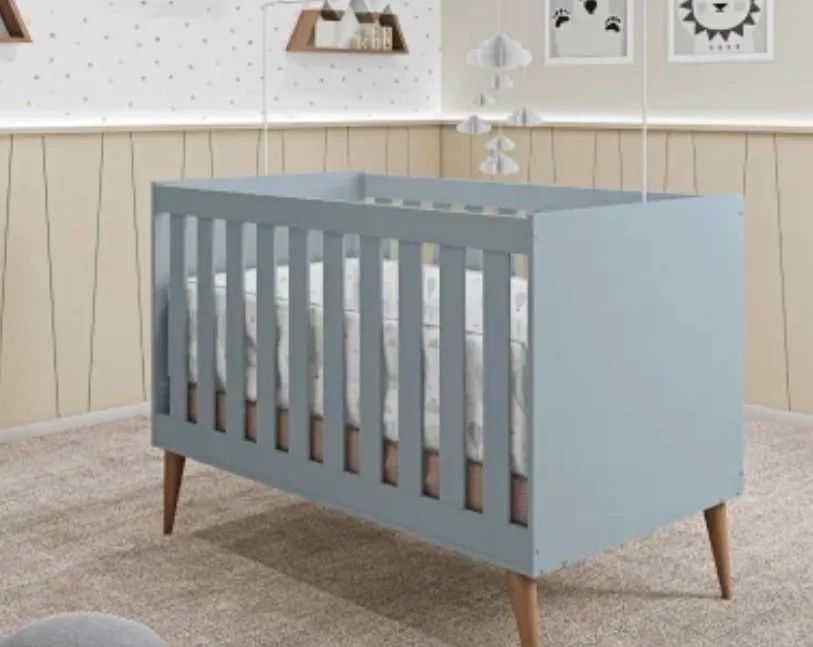 Berço de madeira maciça azul - Foto 4