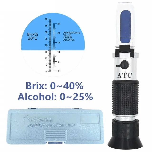 Refratômetro Brix 0-40% e Álcool 0-25% - Realengo
