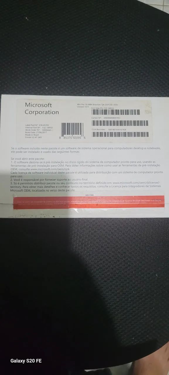 Microsoft Windows 10 -  64 bits