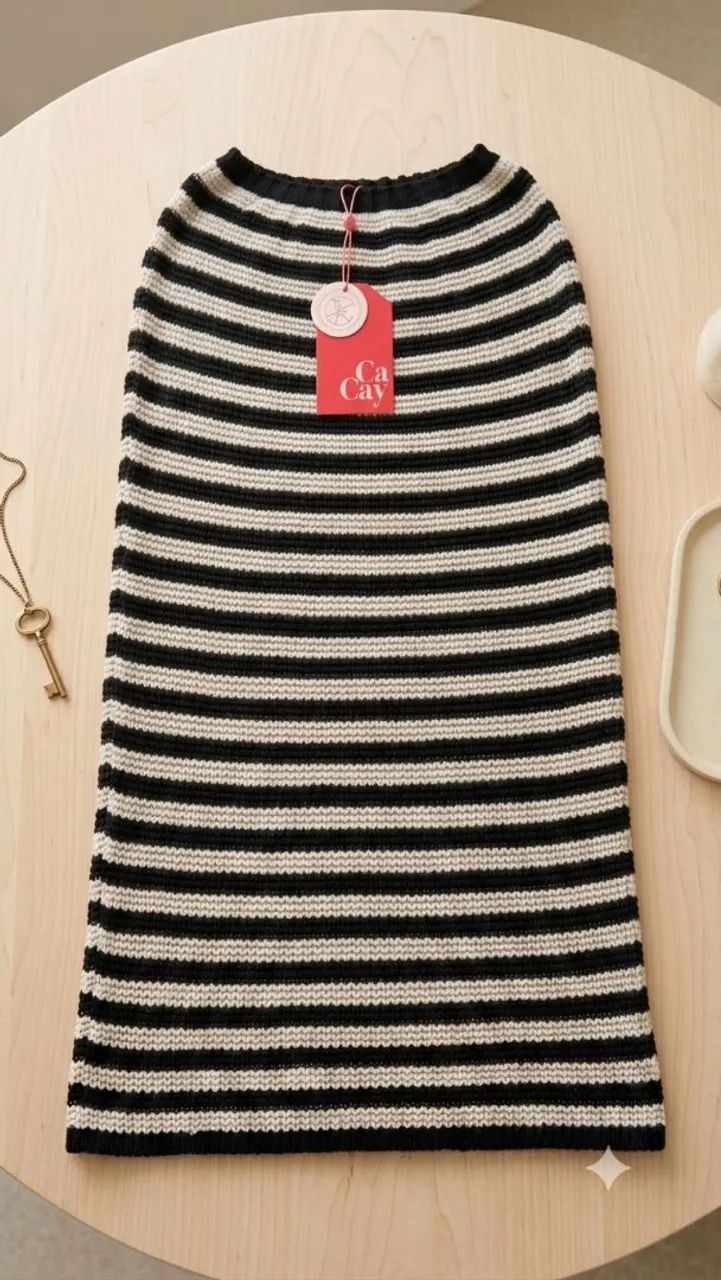 Vestido curto/ saia listrada P Cacay - Foto 4