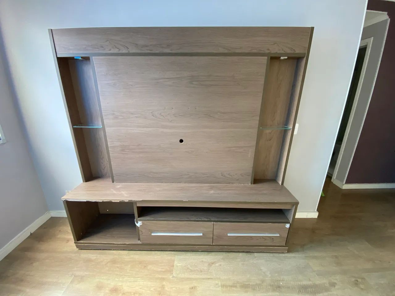 Painel para TV com Rack - MDF Amadeirado  - Foto 2