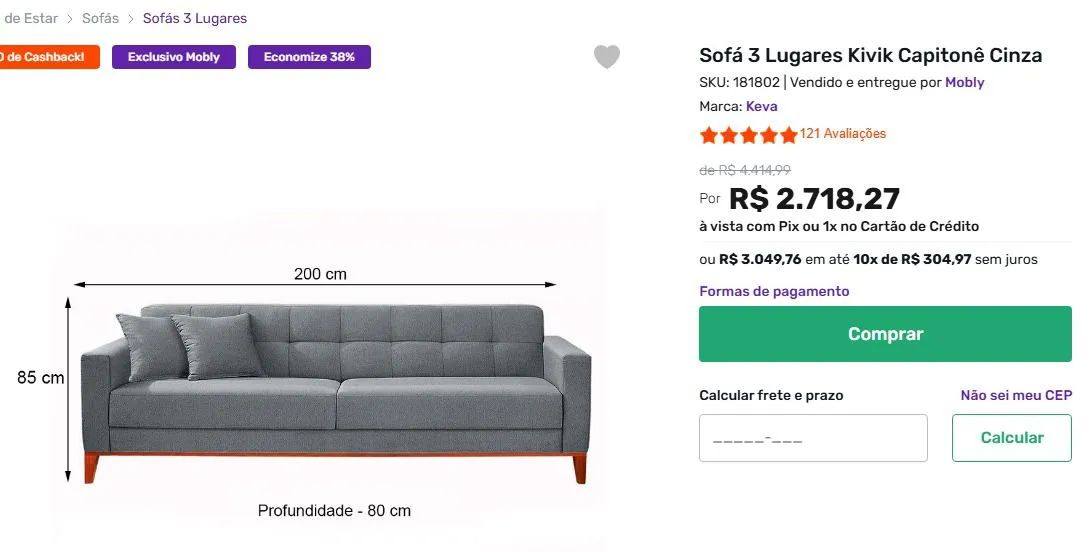 Vendo Sofá Mobly Usado - Foto 4