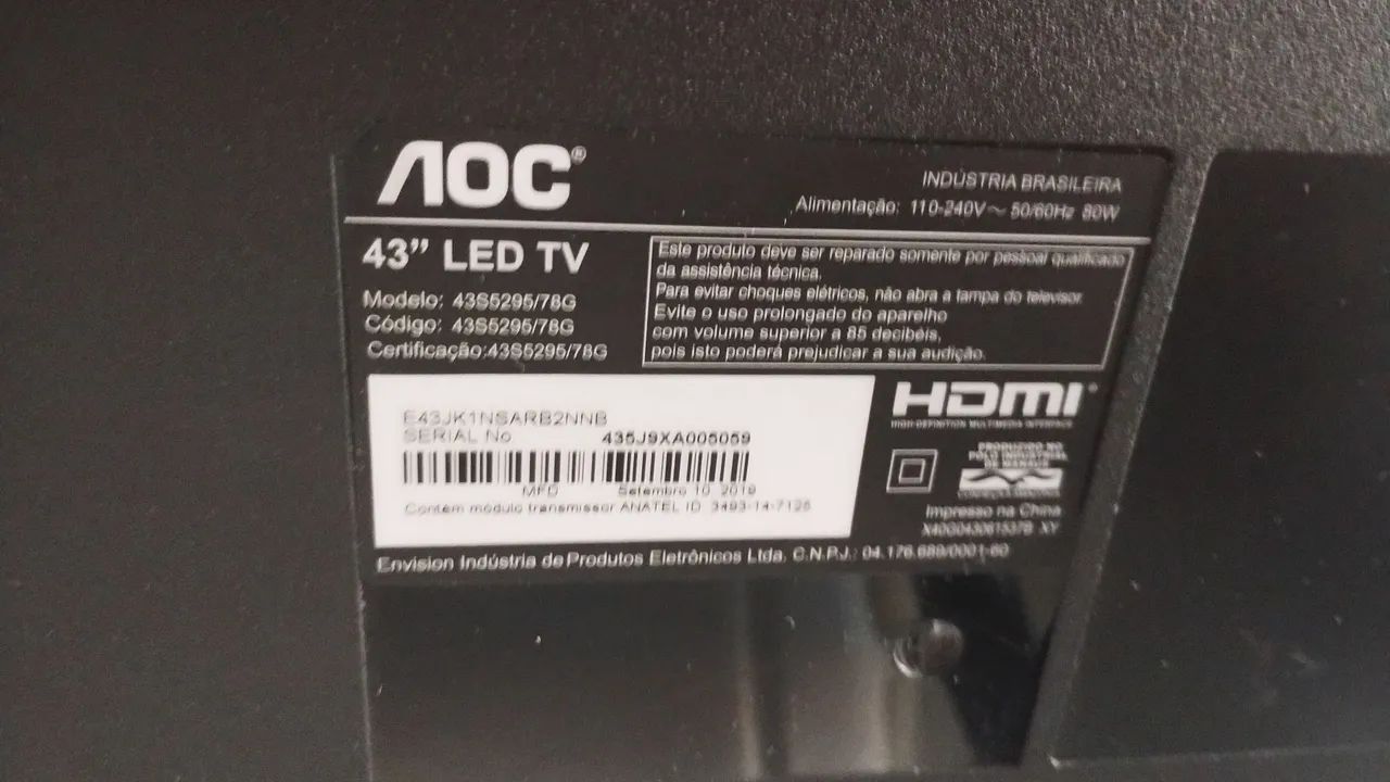 TV AOC de 43 polegadas com defeito não tenho pezinho - Foto 4