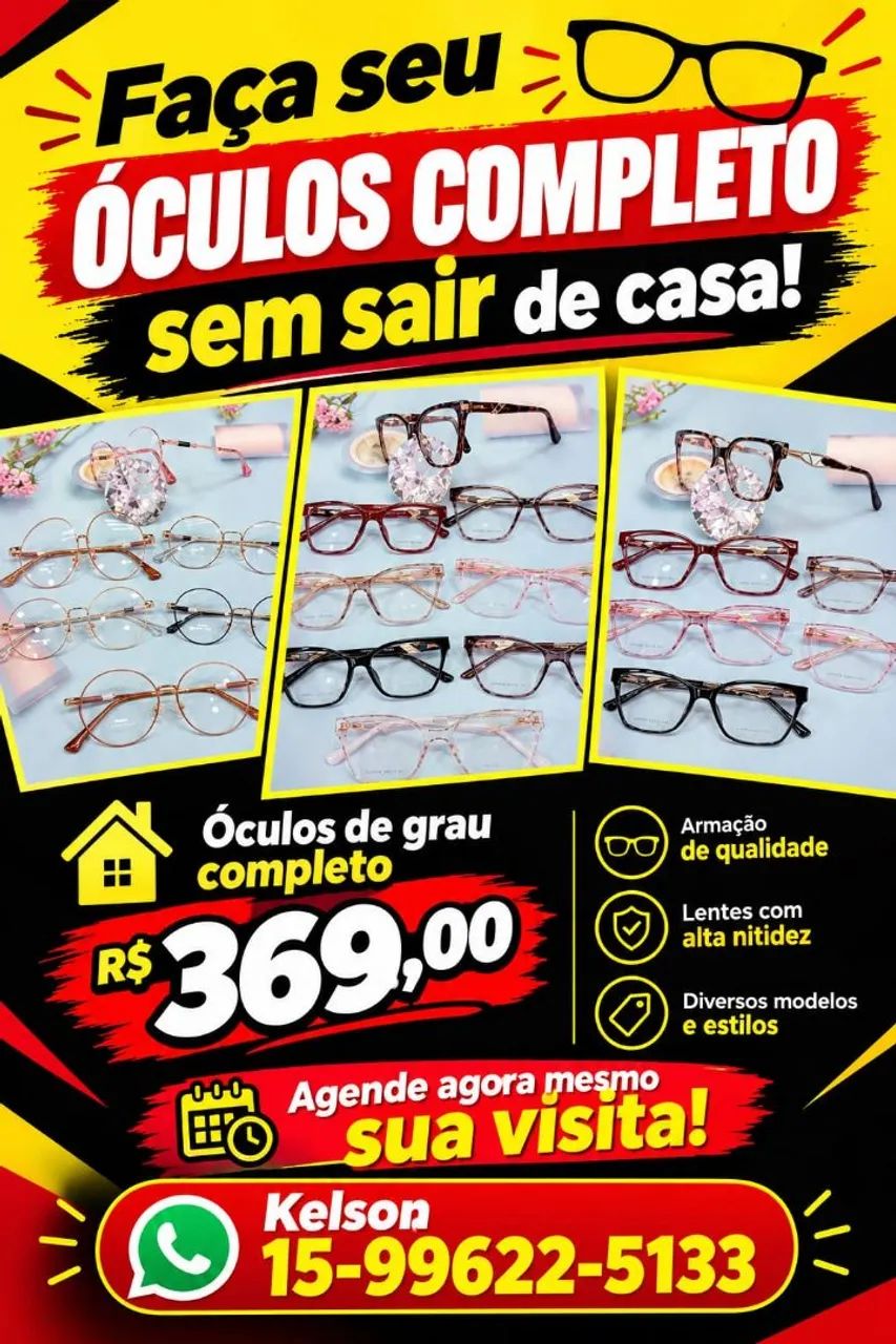 Faça seu óculos completo $369.00 