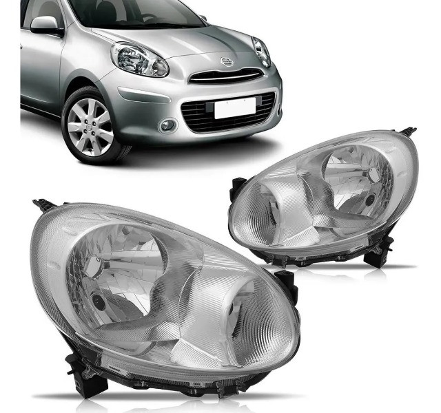 Par Farol Cromado Nissan March 2011 2012 2013 2014