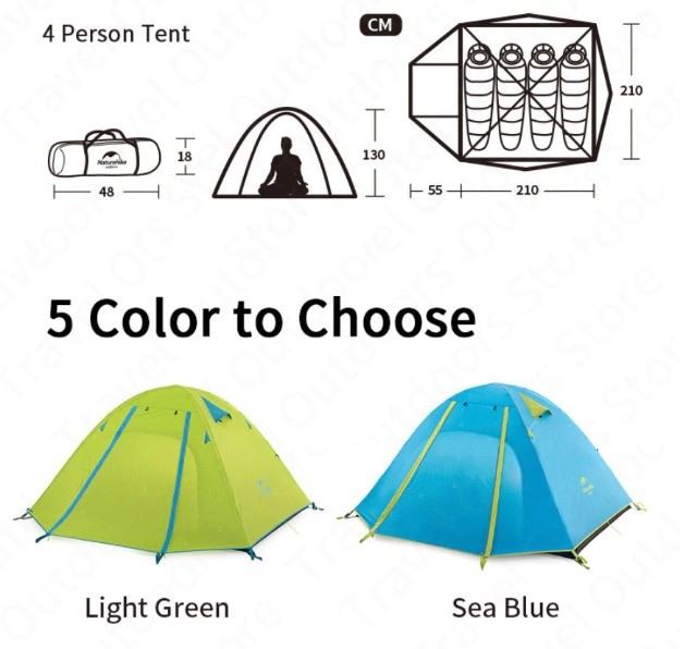 Barraca de camping profissional 4 pessoas - NaTuReHiKe - Foto 5