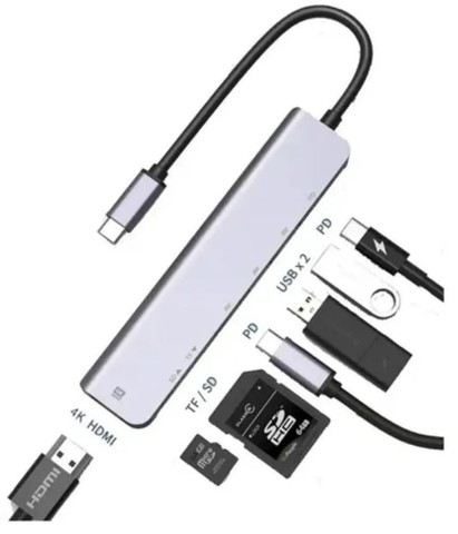 Hub Docking Station 7x1 Adaptador Type C X Cartao SD, Usb-C 3.1 e Hdmi 4k