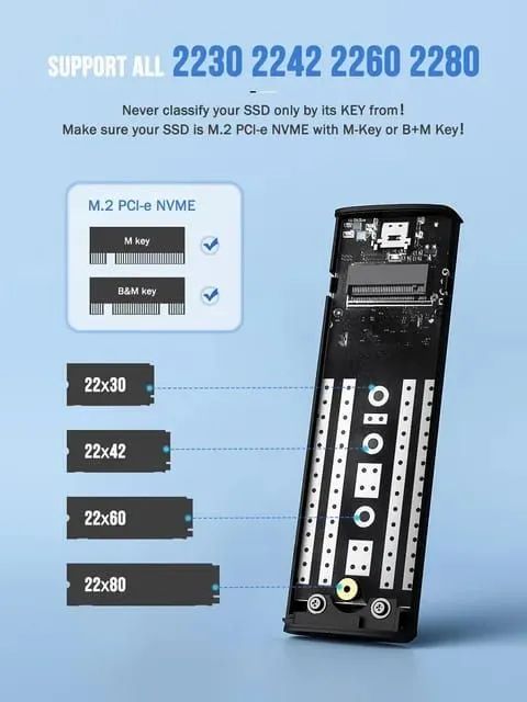 Case Lemorele NVME M.2, NVME, Adaptador Tipo C, PCIe, USB 3.1 - Foto 4