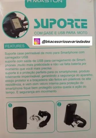 Suporte Celular P/ Moto 360º - Impermeável C/ Carregador Usb - Foto 4
