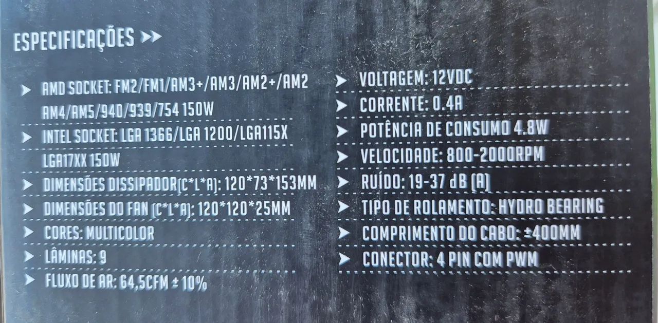 Cooler fan ARGB p/ processador AMD, Intel (Lacrado, 1 ano garantia, 4 Heatpipes, 12cm - Foto 2