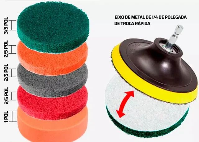 Kit Escovas Limpeza Pesada com extensor para Azulejo Rejunte Pia Box Sofá Pneus Tapetes - Foto 6