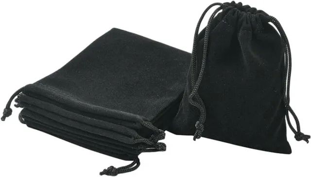5 Unidades Saquinho de Veludo para Joias Presente 10x14cm Preto