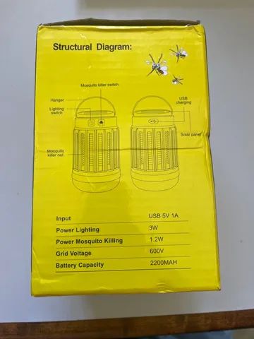 Lâmpada para matar insetos carrega com luz solar + luz para acampar + luminaria - Foto 2