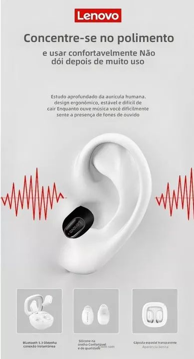 Fone de ouvido Lenovo ThinkPlus XT62 preto - Foto 4