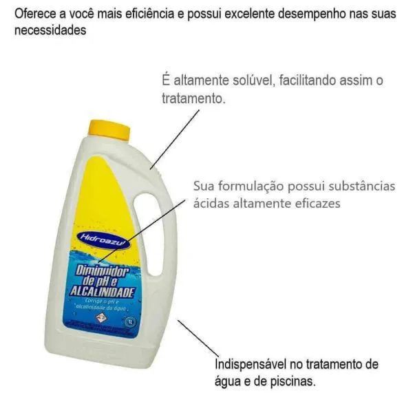 Diminuidor de pH e Alcalinidade para Piscina - Hidroazul - Foto 2