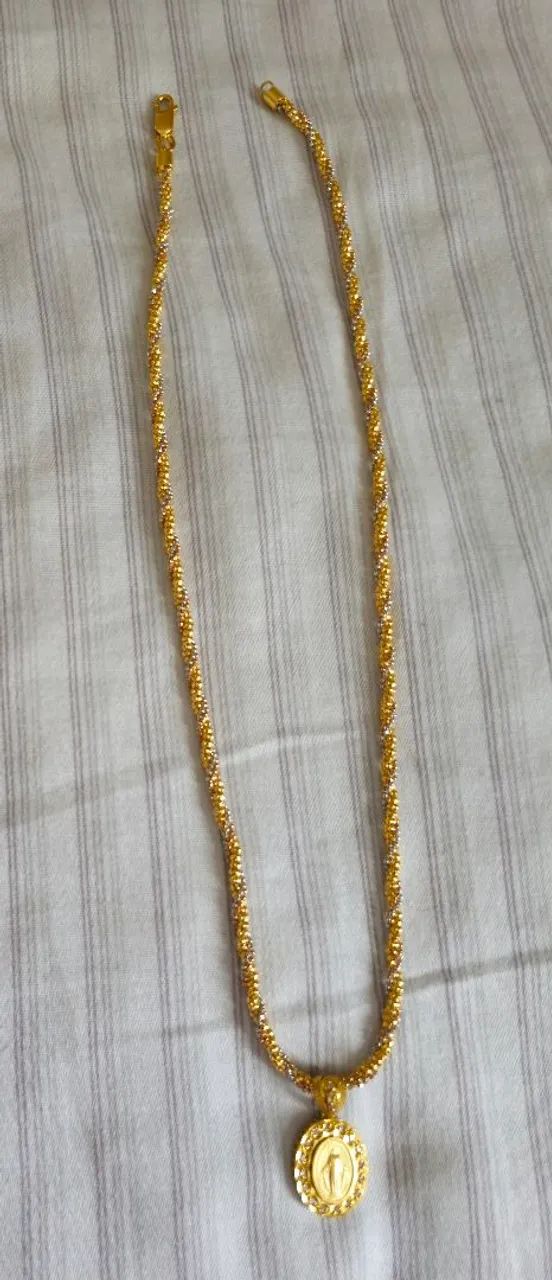 Cordão Ouro18k com pingente Nossa Senhora com brilhantes.  - Foto 3