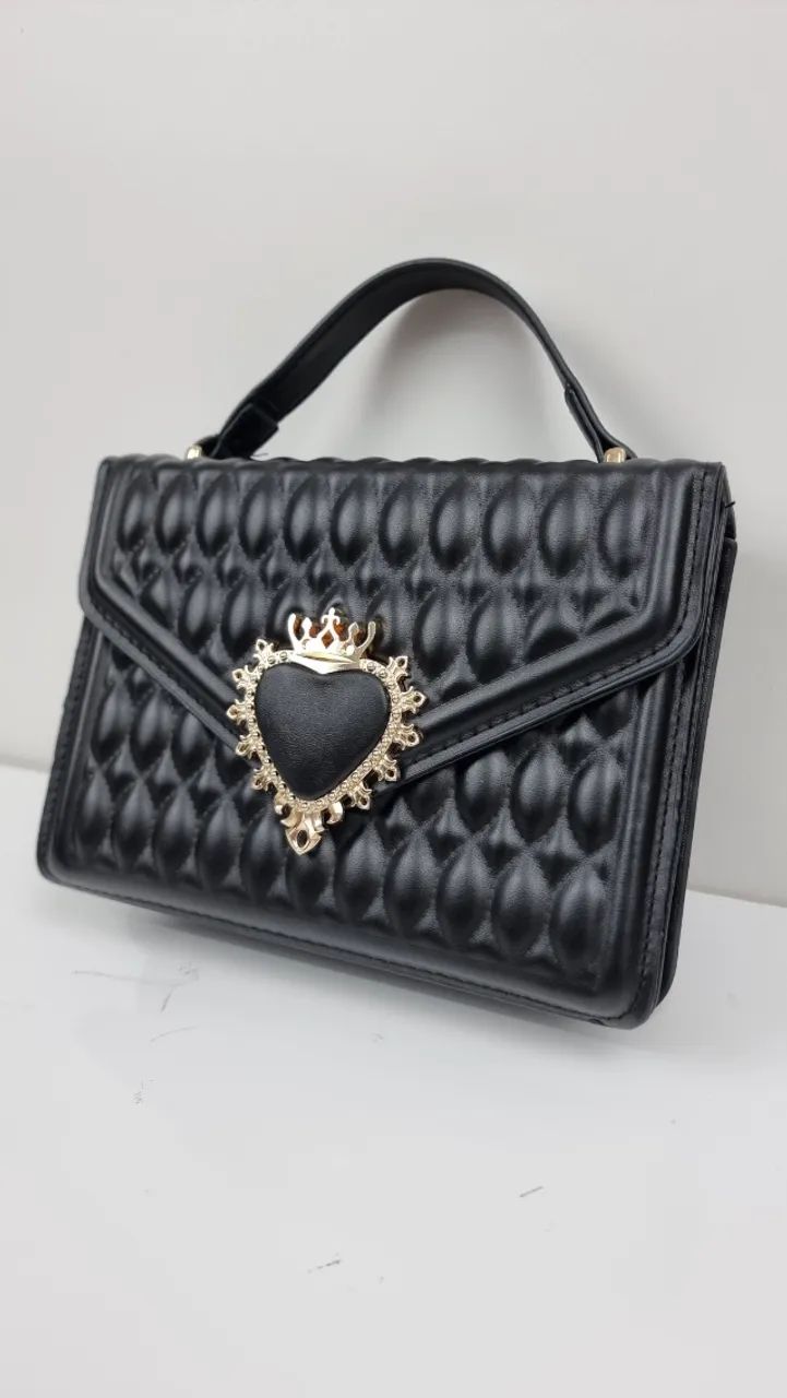 Bolsa preta matelasse estilo dolce gabbana transversal - Foto 4