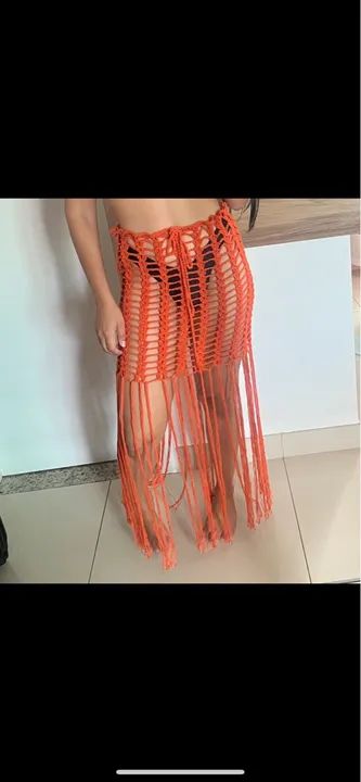 Saia crochê feito a mão 