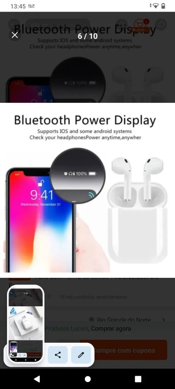 Fone de Ouvido Bluetooth i12 TWS - Novo - Foto 5