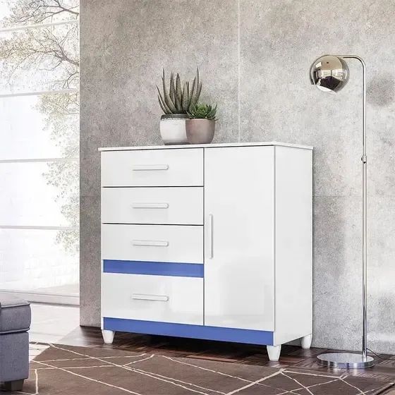 Cômoda Sapateira Infantil Ambiente Vênus Branco Cores Flex com Pés