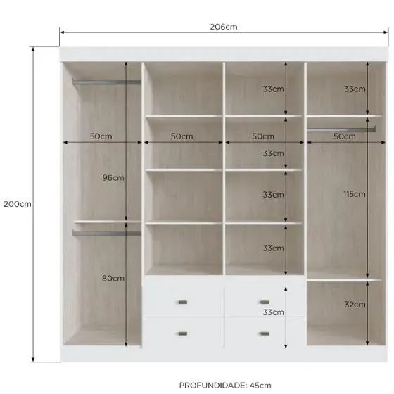 Guarda Roupa Casal Las Vegas 8 Portas 4 Gavetas 100% MDF direto de fábrica!
