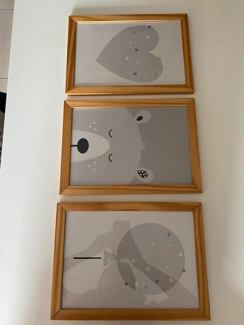Quadros decorativos infantil em madeira frente de vidro