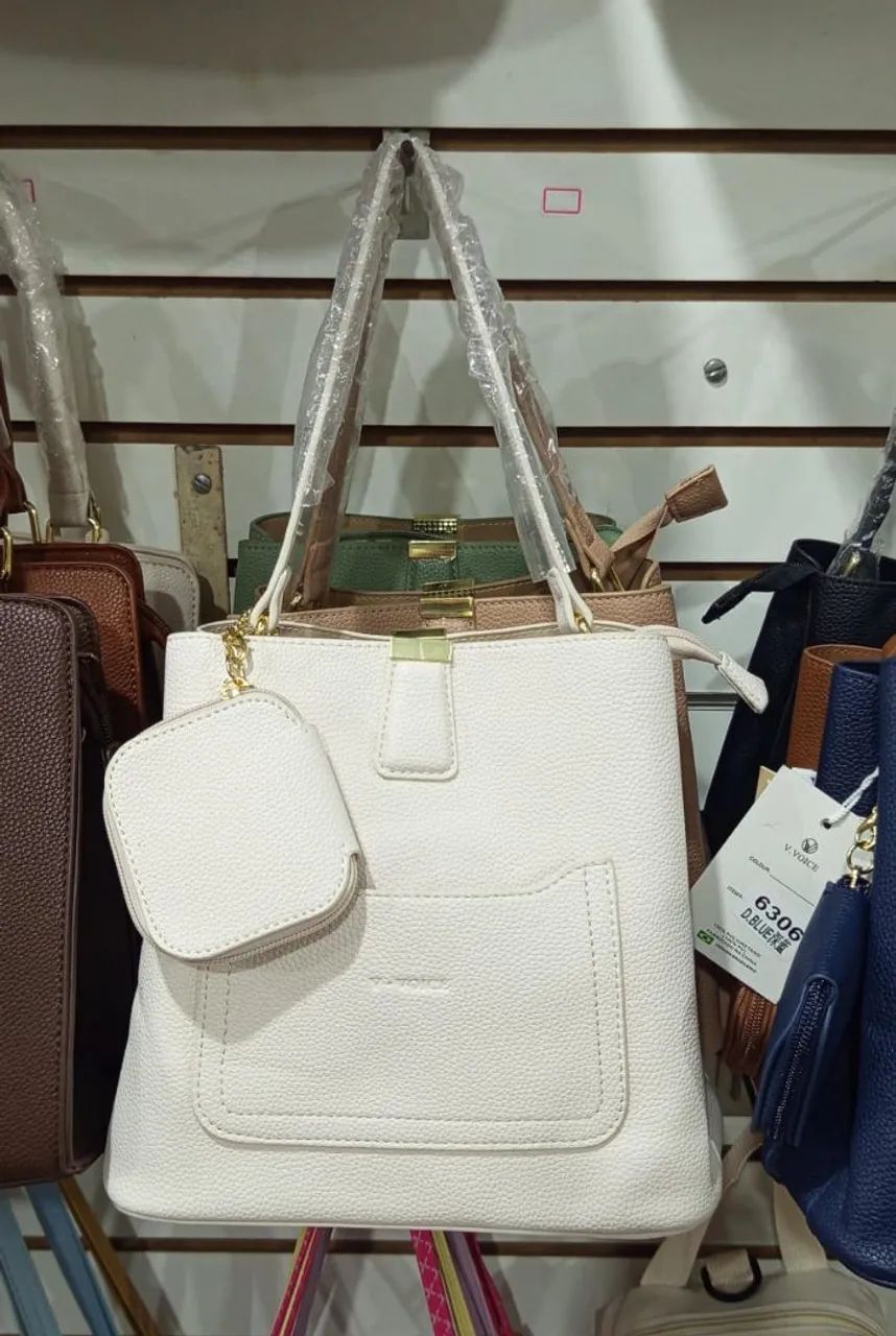 Bolsa de Ombro Branca com Bolso