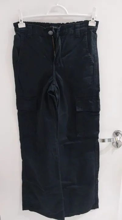 Calça Cargo Feminino 12 Anos Preta