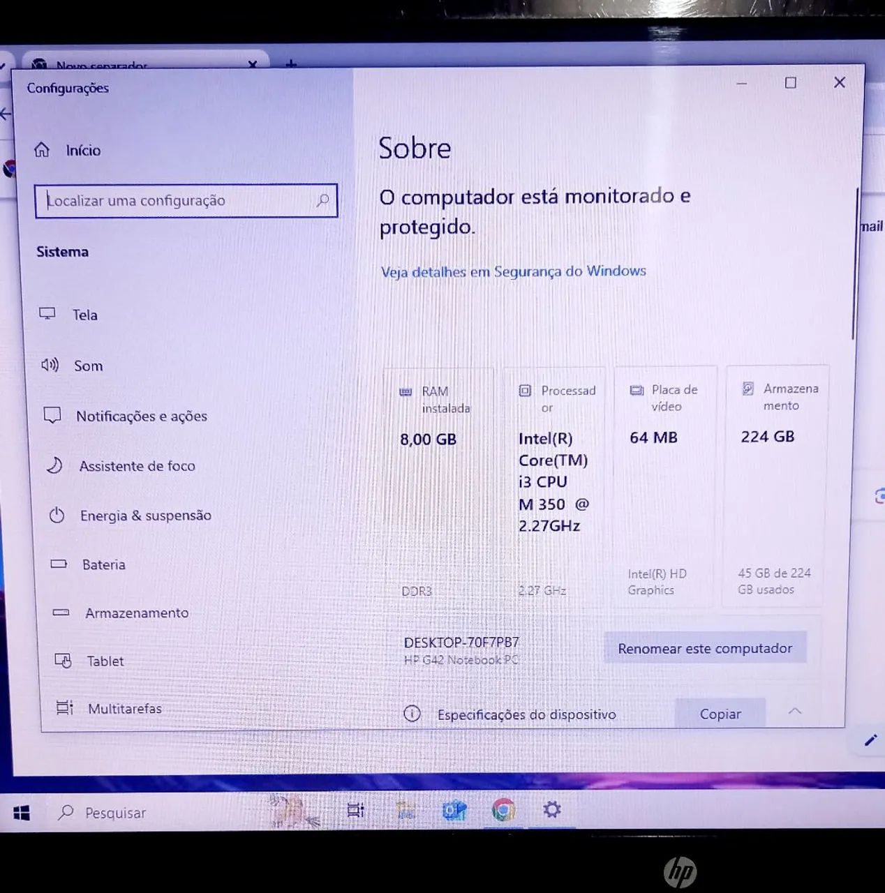 Notebook HP G42 I3 8g memória  - Foto 5