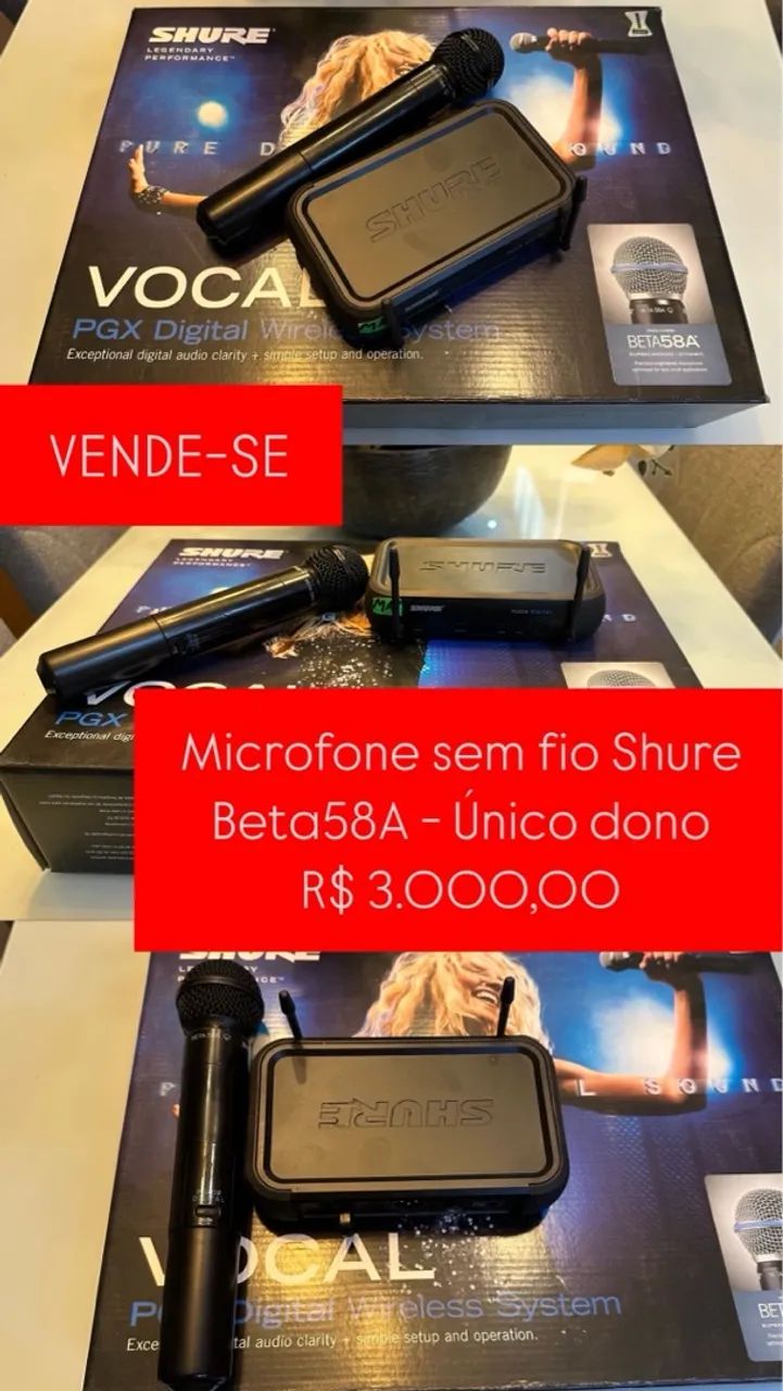 Microfone Sem Fio Shure Beta 58A - Único Dono