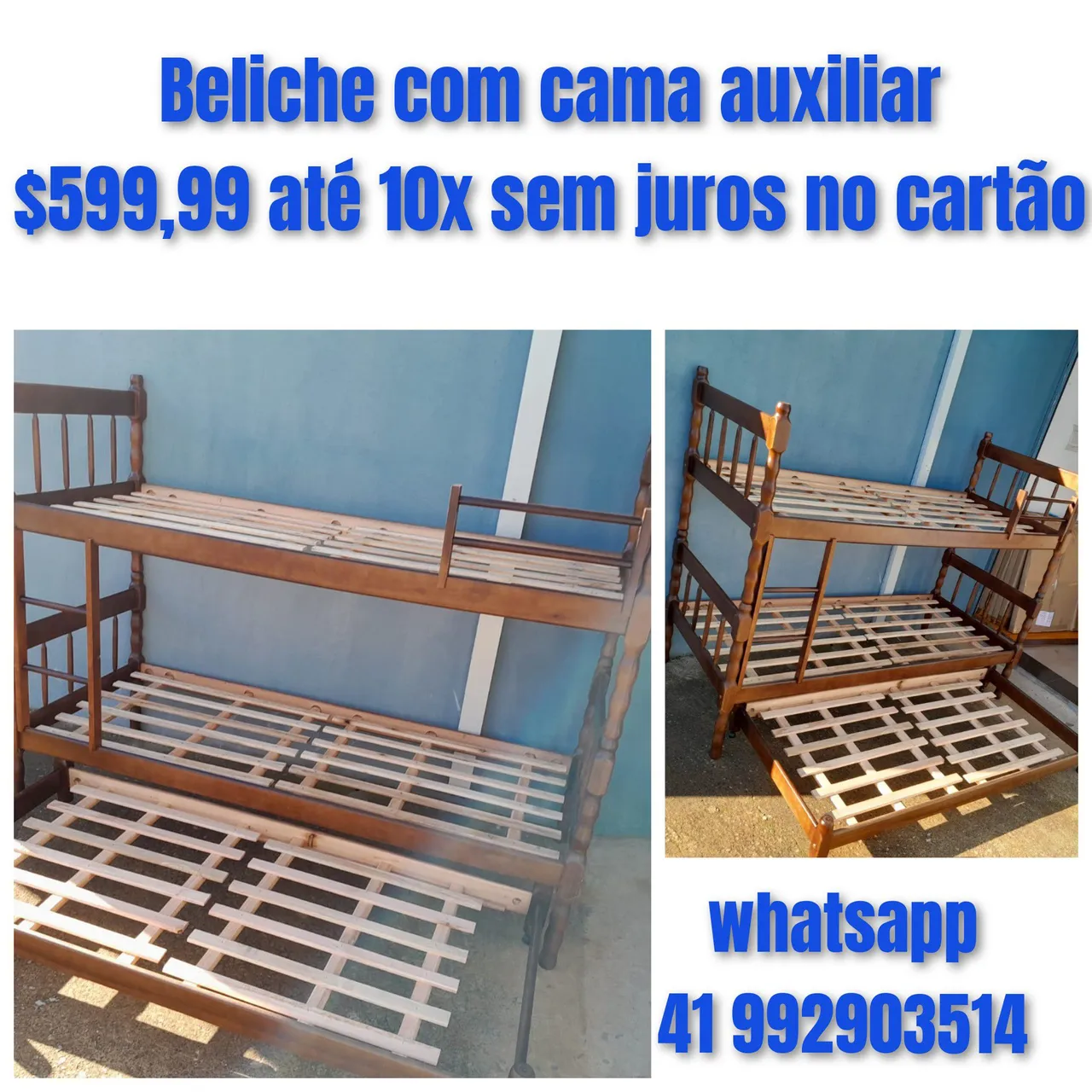 Beliche com cama auxiliar - R$599,99 # 10x sem juros