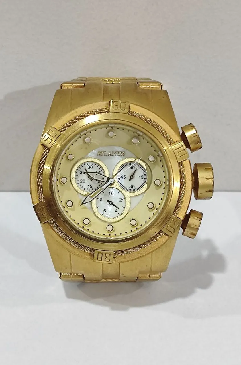 Relógio Atlantis Dourado Cronógrafo