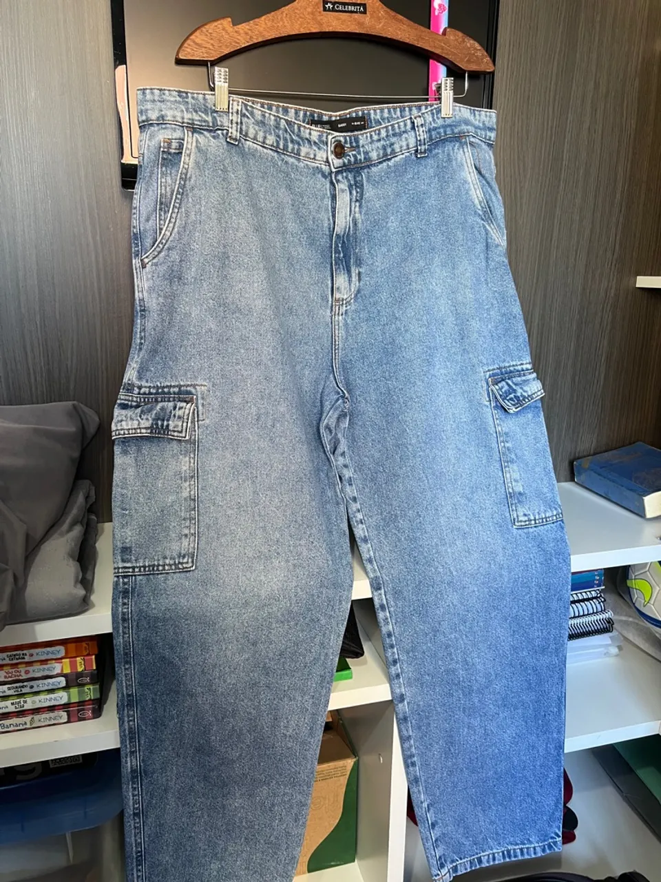 Calça Jeans Baggy/Cargo Azul