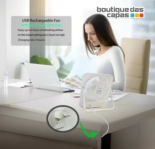 MINI VENTILADOR RECARREAGVEL PORTÁTIL MESA LELONG 4 VELOCIDADES cod. *3  - Foto 2
