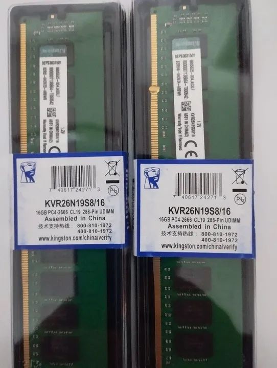 Memória Kingston PC 16 gb 2666 ddr4 nova lacrada.