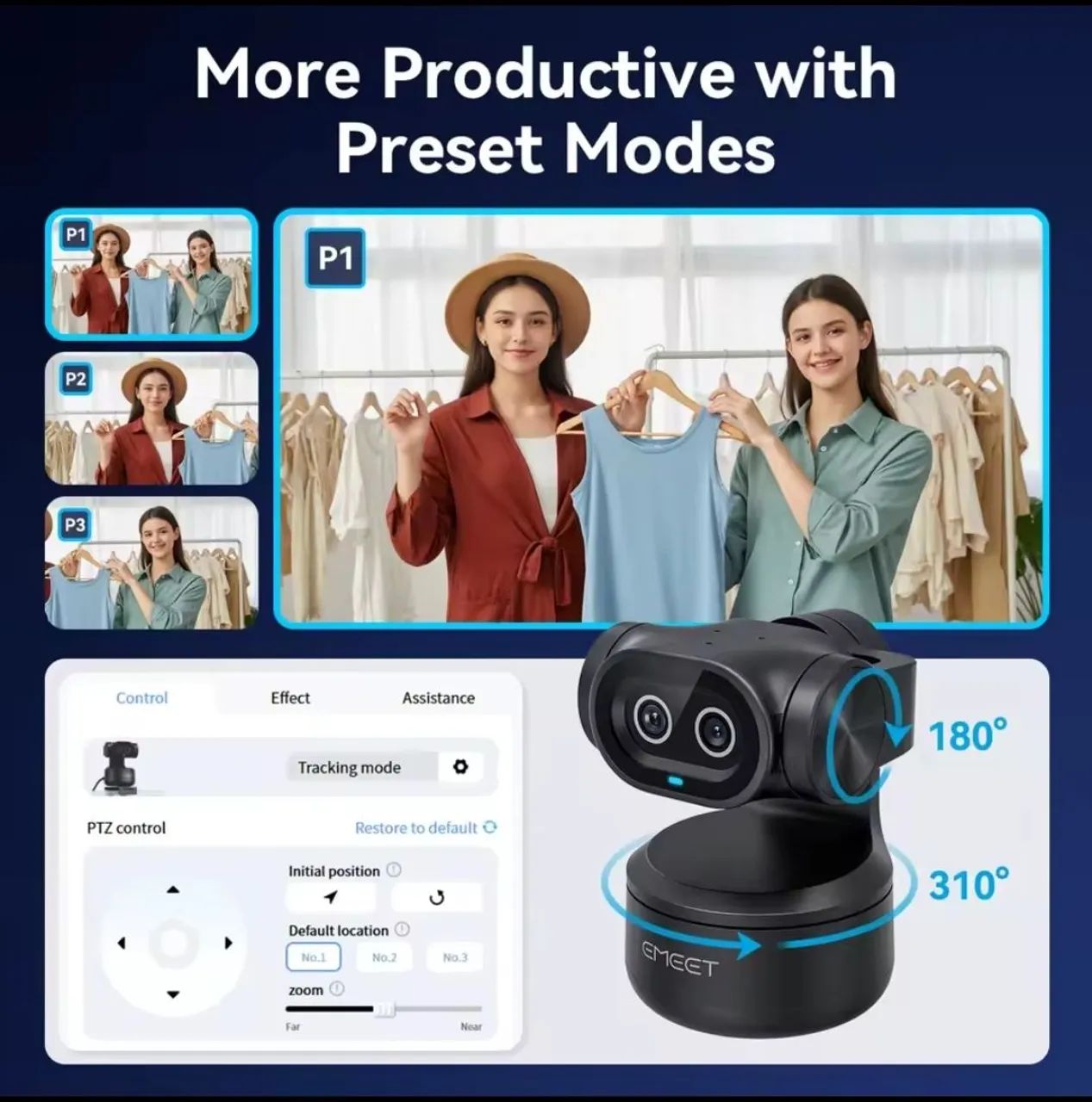 Webcam Emeet Pixy Dual Camera PTZ 4K - Periféricos e Acessórios de